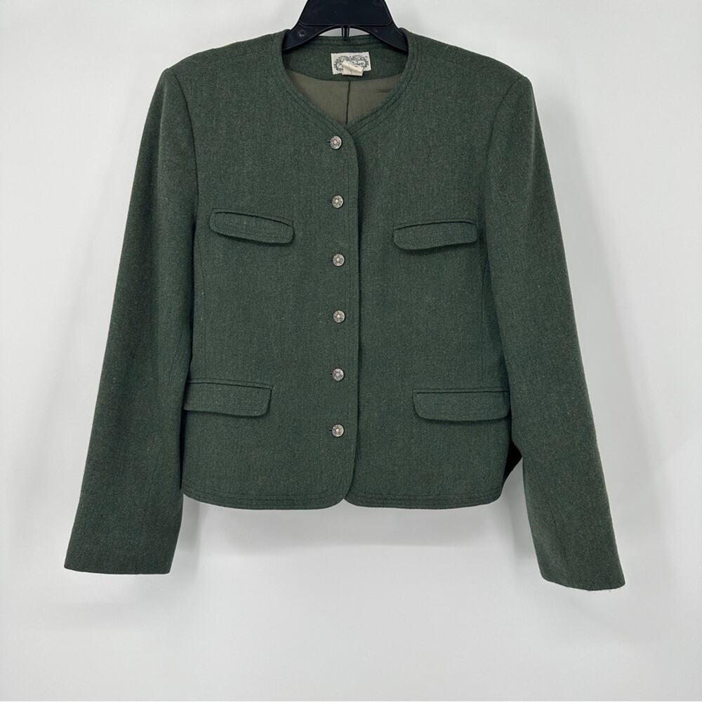 The Villager Vintage 100% Wool Green Melange Jacket